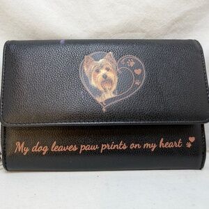 Vegan Leather Wallet Pocketbook Yorkshire Terrier Card Holder Dual Fold